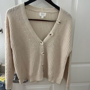 Beige Button-Up Cardigan